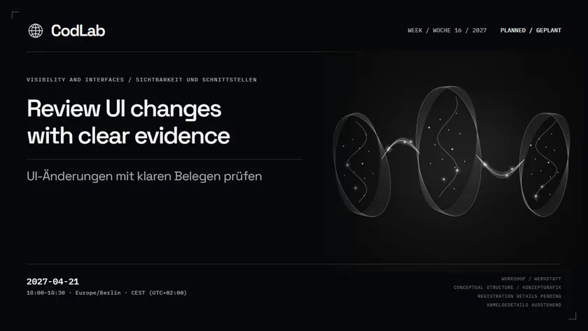 CodLab workshop cover: Review UI changes with clear evidence, 2027-04-21