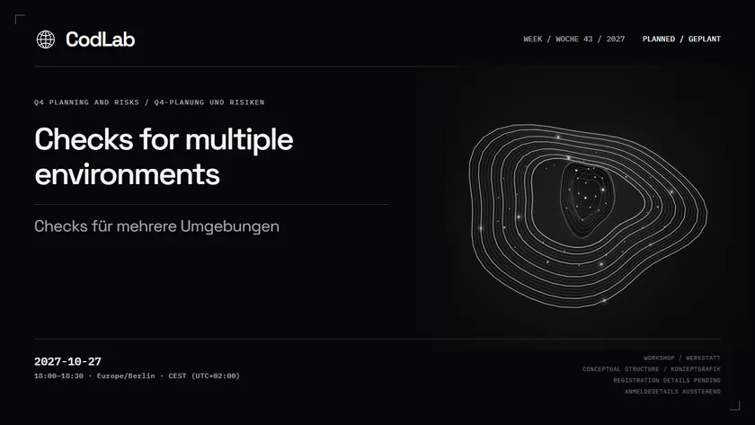 CodLab workshop cover: Checks for multiple environments, 2027-10-27