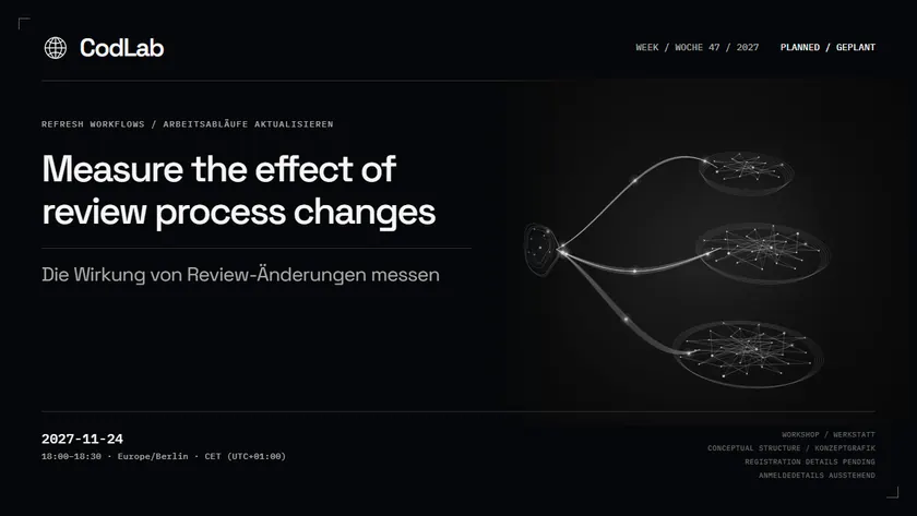CodLab workshop cover: Measure the effect of review process changes, 2027-11-24